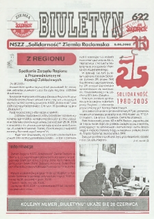 Biuletyn NSZZ "Solidarność" Ziemia Radomska, 2005, nr 622