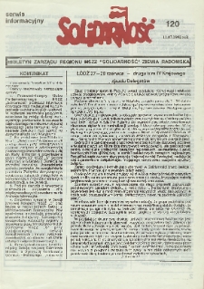 Biuletyn NSZZ "Solidarność" Ziemia Radomska, 1992, nr 120