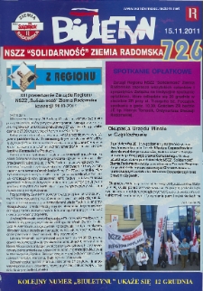Biuletyn NSZZ "Solidarność" Ziemia Radomska, 2011, mr 726