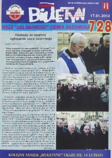 Biuletyn NSZZ "Solidarność" Ziemia Radomska, 2012, mr 728