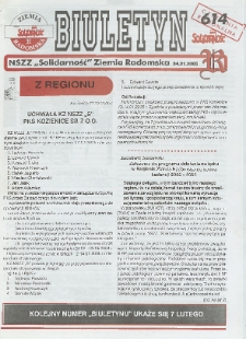 Biuletyn NSZZ "Solidarność" Ziemia Radomska, 2005, nr 614