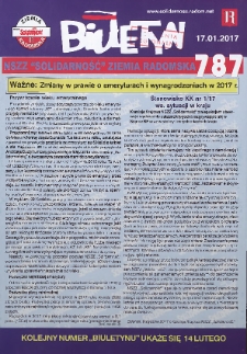 Biuletyn NSZZ "Solidarność" Ziemia Radomska, 2017, nr 787