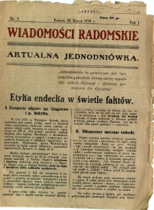 Wiadomości Radomskie, 1930, R. 1, nr 3