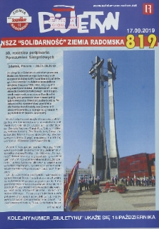 Biuletyn NSZZ "Solidarność" Ziemia Radomska, 2019, nr 819