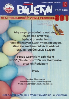 Biuletyn NSZZ "Solidarność" Ziemia Radomska, 2018, nr 801