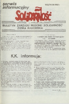 Biuletyn NSZZ "Solidarność" Ziemia Radomska, 1992, nr 106