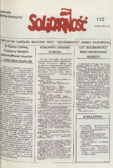 Biuletyn NSZZ "Solidarność" Ziemia Radomska, 1992, nr 112