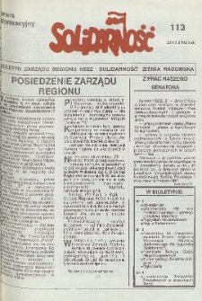 Biuletyn NSZZ "Solidarność" Ziemia Radomska, 1992, nr 113