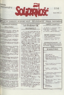 Biuletyn NSZZ "Solidarność" Ziemia Radomska, 1992, nr 114