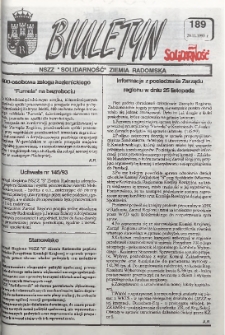 Biuletyn NSZZ "Solidarność" Ziemia Radomska, 1993, nr 189