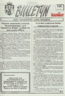 Biuletyn NSZZ "Solidarność" Ziemia Radomska, 1994, nr 195