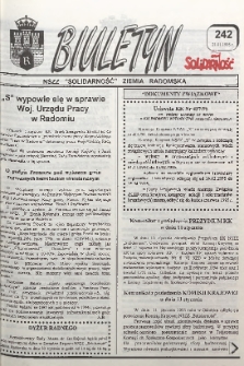 Biuletyn NSZZ "Solidarność" Ziemia Radomska, 1995, nr 242