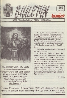 Biuletyn NSZZ "Solidarność" Ziemia Radomska, 1995, nr 252