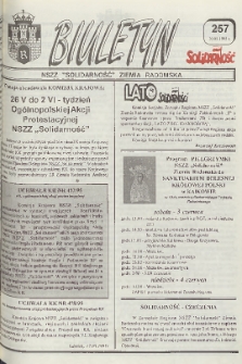 Biuletyn NSZZ "Solidarność" Ziemia Radomska, 1995, nr 257