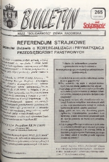 Biuletyn NSZZ "Solidarność" Ziemia Radomska, 1995, nr 265