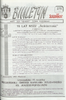 Biuletyn NSZZ "Solidarność" Ziemia Radomska, 1995, nr 275