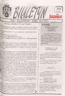 Biuletyn NSZZ "Solidarność" Ziemia Radomska, 1996, nr 304