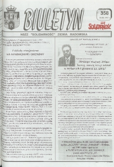 Biuletyn NSZZ "Solidarność" Ziemia Radomska, 1997, nr 358