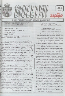 Biuletyn NSZZ "Solidarność" Ziemia Radomska, 1997, nr 366
