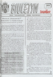 Biuletyn NSZZ "Solidarność" Ziemia Radomska, 1997, nr 368