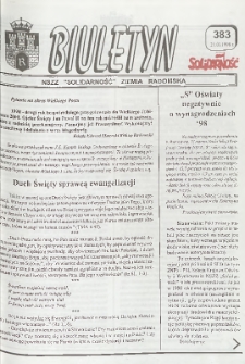 Biuletyn NSZZ "Solidarność" Ziemia Radomska, 1998, nr 383