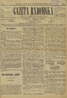 Gazeta Radomska, 1884, R. 1, nr 1