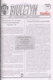 Biuletyn NSZZ "Solidarność" Ziemia Radomska, 1998, nr 396