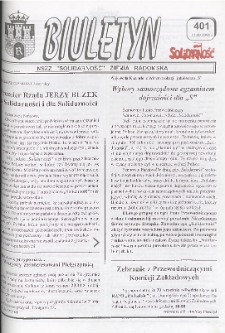 Biuletyn NSZZ "Solidarność" Ziemia Radomska, 1998, nr 401