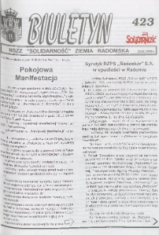 Biuletyn NSZZ "Solidarność" Ziemia Radomska, 1999, nr 423