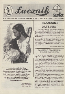 Łucznik : Biuletyn NSZZ "Solidarność" Zakładów Metalowych "Łucznik" S.A. w Radomiu, 1995, nr 1