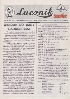 Łucznik : Biuletyn NSZZ "Solidarność" Zakładów Metalowych "Łucznik" S.A. w Radomiu, 1995, nr 5