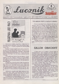 Łucznik : Biuletyn NSZZ "Solidarność" Zakładów Metalowych "Łucznik" S.A. w Radomiu, 1995, nr 6