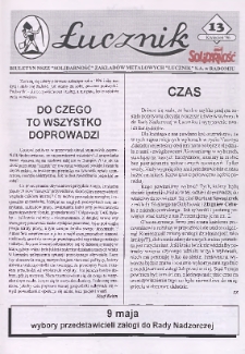 Łucznik : Biuletyn NSZZ "Solidarność" Zakładów Metalowych "Łucznik" S.A. w Radomiu, 1996, nr 13