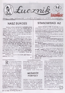 Łucznik : Biuletyn NSZZ "Solidarność" Zakładów Metalowych "Łucznik" S.A. w Radomiu, 1996, nr 14