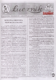 Łucznik : Biuletyn NSZZ "Solidarność" Zakładów Metalowych "Łucznik" S.A. w Radomiu, 1997, nr 27