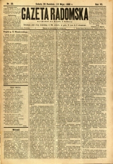 Gazeta Radomska, 1890, R. 7, nr 38
