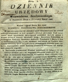 Dziennik Urzędowy Województwa Sandomierskiego, 1826, nr 1