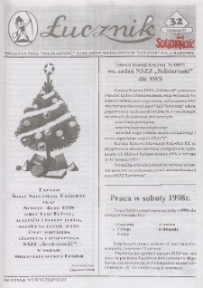 Łucznik : Biuletyn NSZZ "Solidarność" Zakładów Metalowych "Łucznik" S.A. w Radomiu, 1997, nr 32
