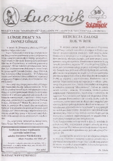 Łucznik : Biuletyn NSZZ "Solidarność" Zakładów Metalowych "Łucznik" S.A. w Radomiu, 1998, nr 38