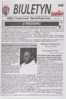 Biuletyn NSZZ "Solidarność" Ziemia Radomska, 2002, nr 548
