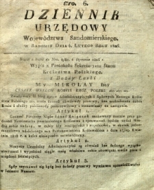 Dziennik Urzędowy Województwa Sandomierskiego, 1826, nr 6