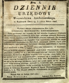 Dziennik Urzędowy Województwa Sandomierskiego, 1826, nr 8