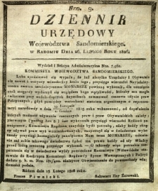 Dziennik Urzędowy Województwa Sandomierskiego, 1826, nr 9