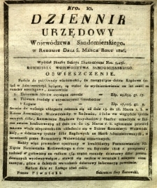 Dziennik Urzędowy Województwa Sandomierskiego, 1826, nr 10