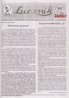 Łucznik : Biuletyn NSZZ "Solidarność" Zakład&oacute;w Metalowych "Łucznik" S.A. w Radomiu, 2000, nr 53
