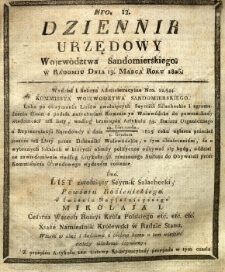 Dziennik Urzędowy Województwa Sandomierskiego, 1826, nr 12