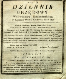 Dziennik Urzędowy Województwa Sandomierskiego, 1826, nr 15