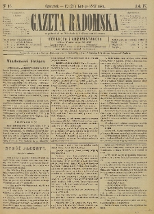 Gazeta Radomska, 1887, R. 4, nr 16