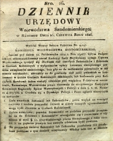 Dziennik Urzędowy Województwa Sandomierskiego, 1826, nr 26