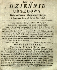 Dziennik Urzędowy Województwa Sandomierskiego, 1826, nr 29